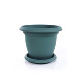ToXA 35 Litre Ø48x36cm Tabaklı Yuvarlak Plastik Büyük Boy Villa Saksı No10 Mat Yeşil