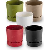 ToXA 4 Adet 1,8 Litre Begonya Saksı Seti 15cm Mat Plastik Drenajlı Tabaklı Çiçek Saksısı Set - Renkli - 1,8L Set