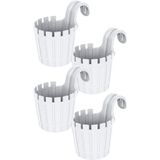 ToXA 4 Adet Akasya Tekli Kolay Askı Saksı Seti 1,5 Litre Beyaz Askılı Balkon Çit Saksısı Set 15CM - 4x1,5L