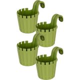 ToXA 4 Adet Akasya Tekli Kolay Askı Saksı Seti 1,5 Litre Yosun Yeşili Askılı Balkon Çit Saksısı Set 15CM - 4x1,5L