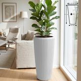 ToXA 46 Litre Beyaz Lupus Saksı İç Hazneli Dekoratif Modern Plastik Saksı ve Vazo - 46 Lt.