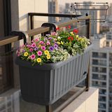 ToXA 5.9 Litre Antrasit Askılı Sütun Balkon Saksı Çizgi Desenli Hazneli Mat Plastik Saksı
