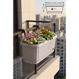 ToXA 5.9 Litre Bej Askılı Sütun Balkon Saksı Çizgi Desenli Hazneli Mat Plastik Saksı