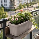 ToXA 5.9 Litre Bej Askısız Sütun Balkon Saksı Çizgi Desenli Hazneli Mat Plastik Saksı