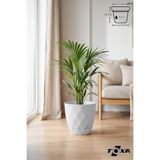 ToXA 9.2lt Ø27.5x24cm Baklava Desenli Tabaklı Büyük Boy Dekoratif Plastik Saksı Yakamoz No5 Beyaz