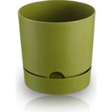 ToXA 9 Litre Begonya Saksı 25cm Mat Plastik Drenajlı Tabaklı Çiçek Saksısı - Yeşil - 9L
