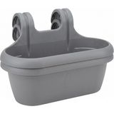 ToXA Hera Askılı Balkon Saksısı 6,5 Litre (39cm) Drenaj Izgaralı ve Denge Aparatlı - 2 Adet - Gri