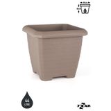 ToXA Hisar Kale Tekerlekli Saksı 44 Litre Mocha Kahve 44cm Kare Büyük Tekerli Plastik Bahçe Saksısı No4