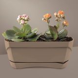 ToXA Modern Balkon Saksısı 5 Litre Kahve 35CM Tabaklı Delikli Plastik Saksı No1 - Cappuccino