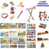 Toy Oyuncak Okul Öncesi 29 Adet Anaokulu Montessori Eğitici Ahşap Kavram Oyuncakları Yapboz Seti