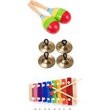 Toy Oyuncak Okul Öncesi 4'lü Ritim Çocuk Müzik Aletleri Seti Ksilofon Marakas Parmak Zili