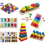 Toy Oyuncak Okul Öncesi 7'li Ahşap Kavram Oyuncakları Anaokulu Rehabilitasyon Materyalleri Seti
