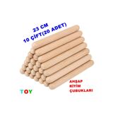 Toy Oyuncak Okul Öncesi Ahşap Ritim Çubuğu 23 cm. 10 Çift Anaokulu 1.Kalite Çocuk Perküsyon Müzik Aleti