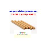 Toy Oyuncak Okul Öncesi Ahşap Ritim Çubuğu 23 cm. 2 Çift (4 ADET) Ritim Sopası