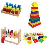 Toy Oyuncak Okul Öncesi Anaokulu Eğitici Ahşap Kavram Oyuncakları 4'lü Set