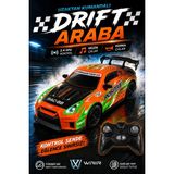 Toyaş 1:8 2.4 Ghz Uzaktan Kumandalı Drift Araba Müzikli Korna Sesli LED Farlı 500 Mah Şarjlı Rc Araba 47 cm - Turuncu - Siyah