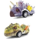Toyaş 2 Adet Dinozor Oyuncakları Mini Dinozor Arabaları Oyuncak Çek Bırak Dinozor Figürleri Triceratops-T-Rex