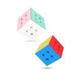Toyaş 2 adet Speed Cupe Küp Zeka Küpü 3x3 Hız Küpü,Fidget Oyuncak Seyahat Zeka Oyunu Canlı ve Pastel