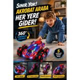 Toyaş 360° Dönebilen Akrobat Uzaktan Kumandalı Araba 5 Tekerlekli Şarjlı Drift ve Takla Atan Rc Oyuncak Araba 2.4 Ghz - Kırmızı