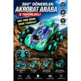 Toyaş 360° Dönebilen Akrobat Uzaktan Kumandalı Araba 5 Tekerlekli Şarjlı Drift ve Takla Atan Rc Oyuncak Araba 2.4 Ghz - Yeşil