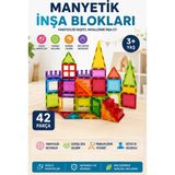 Toyaş 42 Parça Manyetik Yapı Blokları Seti | Eğitici Stem Oyuncak | Renkli Mıknatıslı Inşa Seti 3+ Yaş