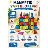 Toyaş 45 Parça Manyetik Yapı Blokları Eğitici Stem Oyuncak | Manyetik Karo Seti | Zeka ve Yaratıcılık Geliştirici 3+ Yaş