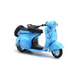 Toyaş Çek Bırak 1:14 Die-Cast Clasic Metal Motosiklet Scooter Vintage Mavi Hediyelik Araçlar Oyuncak Motos