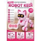 Toyaş Uzaktan Kumandalı Akıllı Robot Kedi Dokunmatik, LED Gözlü, Şarkı Söyler ve Dans Eder - Pembe