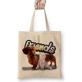 Toyaso Amigos Sinceros Pug Cat Köpek Kedi Dostluk Beyaz Bez Çanta Uzun Saplı Alışveriş Çantası - 34*40 cm - 001-Beyaz