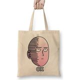 Toyaso Anime Manga One Punch Man Ok Bez Çanta Uzun Saplı Alışveriş Çantası Plaj Çantası - 34*40 cm - 001-Beyaz