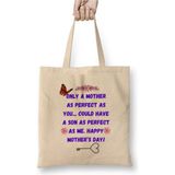 Toyaso Anneler Günü Mother’s Day Sayings & Quotes For Mom Beyaz Bez Çanta Alışveriş Çantası Plaj Çantası - 34x40 - 001 - Beyaz