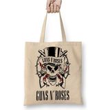 Toyaso Banda Guns N´ Roses Bez Çanta Uzun Saplı Alışveriş Çantası Plaj Çantası - 34*40 cm - 001-Beyaz