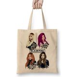Toyaso Black Pink Blackpink Beyaz Bez Çanta Uzun Saplı Alışveriş Çantası Plaj Çantası - 34*40 cm - 001-Beyaz