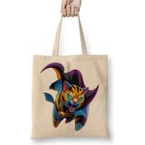 Toyaso Cat El Tigre Kaplan Kedi Beyaz Bez Çanta Uzun Saplı Alışveriş Çantası Plaj Çantası - 34*40 cm - 001-Beyaz