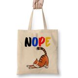 Toyaso Cat Lovers Clothing Funny Cat Kedi Beyaz Bez Çanta Uzun Saplı Alışveriş Çantası Plaj Çantası - 34*40 cm - 001-Beyaz