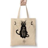 Toyaso Cats Kedi Antik Kedi Figür Kittens Beyaz Bez Çanta Uzun Saplı Alışveriş Çantası Plaj Çantası - 34*40 cm - 001-Beyaz
