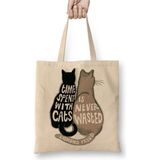 Toyaso Cats Kedi Sigmund Freud Beyaz Bez Çanta Uzun Saplı Alışveriş Çantası Plaj Çantası - 34*40 cm - 001-Beyaz