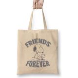 Toyaso Classic Friend Ship Snoopy Beyaz Bez Çanta Uzun Saplı Alışveriş Çantası Plaj Çantası - 34*40 cm - 001-Beyaz