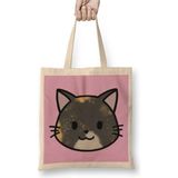 Toyaso Cute Ginger Cat Alice The Tortie Kedi Beyaz Bez Çanta Uzun Saplı Alışveriş Çantası Plaj Çantası - 34*40 cm - 001-Beyaz