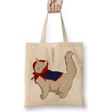 Toyaso Cute Vampire Cat Kedi Halloween Funny Vampire Kitty Beyaz Bez Çanta Uzun Saplı Alışveriş Çantası - 34*40 cm - 001-Beyaz