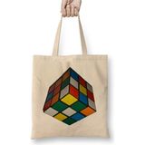 Toyaso Dado 3D Zeka Küpü Beyaz Bez Çanta Uzun Saplı Alışveriş Çantası Plaj Çantası - 34x40 - 001 - Beyaz