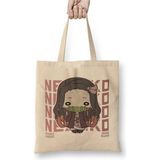 Toyaso Demon Slayer Anime Iblis Avcısı Kamado Nezuko Bez Çanta Uzun Saplı Alışveriş Çantası Plaj Çantası - 34*40 cm - 001-Beyaz