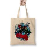 Toyaso Demon Slayer Kimetsu No Yaiba Iblis Keser Bez Çanta Uzun Saplı Alışveriş Çantası Plaj Çantası - 34*40 cm - 001-Beyaz