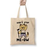 Toyaso Don't Stop Me-Ow Kpop Cats Kedi Beyaz Bez Çanta Uzun Saplı Alışveriş Çantası Plaj Çantası - 001 - Beyaz