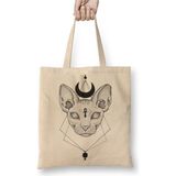 Toyaso Eski Mısır Antik Cats Kedi Beyaz Bez Çanta Uzun Saplı Alışveriş Çantası Plaj Çantası - 34*40 cm - 001-Beyaz