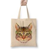 Toyaso Geometric Animal Cat Kedi Kittens Beyaz Bez Çanta Uzun Saplı Alışveriş Çantası Plaj Çantası - 34*40 cm - 001-Beyaz