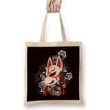 Toyaso Japanese Art Cat Ninja Samurai Fighter Warrior Kendo Katana Kedi Cats Bez Çanta - 34*40 cm - 001-Beyaz