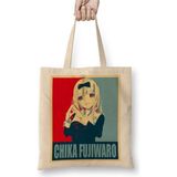 Toyaso Kawaii Shinomiya Kaguya Fujiwara Chika Beyaz Bez Çanta Uzun Saplı Alışveriş Çantası Plaj Çantası - 34x40 - 001 - Beyaz