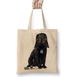 Toyaso Kedi Star Wars Cat Vader Beyaz Bez Çanta Uzun Saplı Alışveriş Çantası Plaj Çantası - 34x40 - 001 - Beyaz