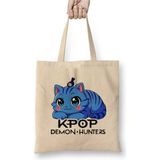 Toyaso Kpop Demon Hunters Cats Kedi Kdrama Beyaz Bez Çanta Uzun Saplı Alışveriş Çantası Plaj Çantası - 001 - Beyaz